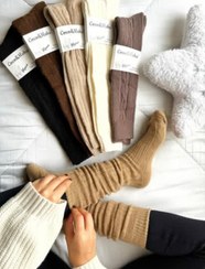 تصویر جوراب زیر زانو لاما طرح زنجیری طوسی 