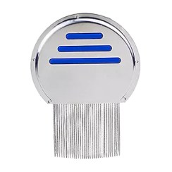 تصویر شانه ضد شپش تمام استیل با دسته فلزی 