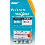 تصویر باتری دوتایی نیم قلمی شارژی Sony CycleEnergy Ni-MH AAA 1550mAh Sony CycleEnergy NiMH AAA 1550mAh Rechargeable Batteries