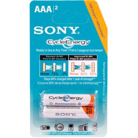 تصویر باتری دوتایی نیم قلمی شارژی Sony CycleEnergy Ni-MH AAA 1550mAh ا Sony CycleEnergy NiMH AAA 1550mAh Rechargeable Batteries Sony CycleEnergy NiMH AAA 1550mAh Rechargeable Batteries