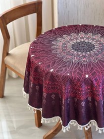 تصویر رومیزی ضد لک مخمل کوبیده - گِرد tablecloth