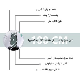 تصویر کابل تبدیل USB به USB-C راک اسپیس مدل RCB0740A طول 1 متر 