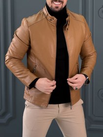 تصویر کت چرم 6328 عسلی 