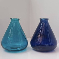 تصویر گلدان شیشه ای رنگی مدل مارال متوسط - آبی روشن 