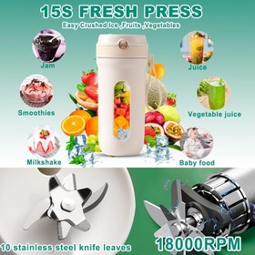 تصویر NIBEMINENT Portable BlenderMini Fast Juicer Mixer Wireless Rechargeable Blender Bottle10 Stainless Steel Blades18000RPM Personal Blender For Travel Sports Office School 500ML - ارسال 15 الی 20 روز کاری 