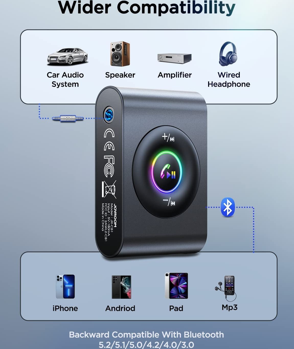 Compre Joyroom JR-CB1 Bluetooth 5.3 Adaptador de Automóvil