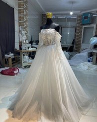 تصویر لباس عروس تور حریر کد ۳۴۰ 