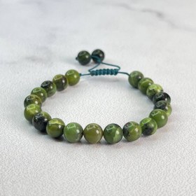 تصویر دستبند مهره گرد یشم 