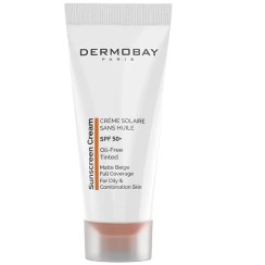 تصویر ضد آفتاب فاقد چربی رنگی درموبای SPF 50 - بژ مات Dermobay Tinted Sunscreen Cream For Oily Skin - Matte Beige