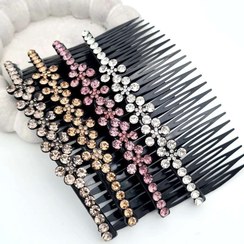 تصویر شانه مو زنانه مدل شینیون نگین دار 