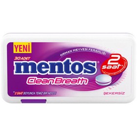 تصویر قرص خوشبو کننده دهان منتوس Mentos Clean Breath بدون شکر با طعم میوه های جنگلی دو ساعته 30 عددی 