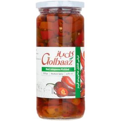 تصویر ترشی فلفل هالوپینو قرمز گل باز مقدار 500 گرم Golbaaz Jalapeno Red Pepper Pickel 500gr
