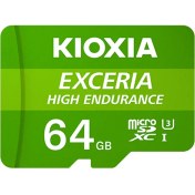 تصویر مموری کارت کیوکسیا مدل LMHE1G064GG2 Class10-U1 100MB/s با ظرفیت 64 گیگابایت KIOXIA EXCERIA HIGH ENDURANCE microSD Memory Card LMHE1G064GG2 Class10-U1 100MB/s 64GB