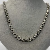 تصویر گردنبند نقره مردانه کرال پفکی سیاه قلم - 2128 