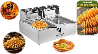 تصویر سرخ‌ کن برقی دو لگن ۶+۶ لیتری فونیکس – صنعتی و قدرتمند 