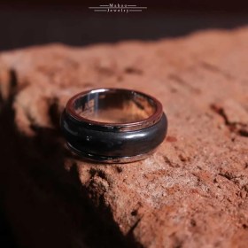 تصویر انگشتر حدید با نقره 