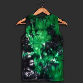 تصویر رکابی دخترانه تای دای ( شیبوری ) سبز-مشکی - عرض: 39 سانتی متر- قد: 60 سانتی متر Green & Black Tie Dye Sleeveless Shirt