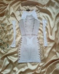 تصویر لباس خواب فانتزی زنانه فاق باز وارداتی مدل Q027 رنگ سفید دارای ساق دست 