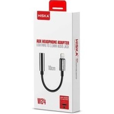 تصویر کابل لایتنینگ به AUX هیسکا مدل W24 طول 10 سانتی متر Hiska W24 Lightning to AUX Cable 10cm