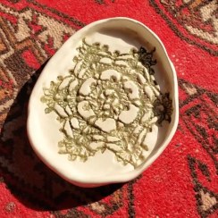 تصویر ظرف بیضی سبز قلاب بافی کد2 