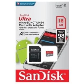 تصویر کارت حافظه MicroSDHC سن دیسک ۱۶ گیگابایت مدل Ultra A1 UHS-I 