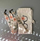 تصویر ست بند عینک و کاور عینک طرح گل هشتی 