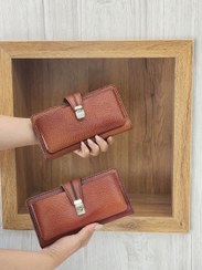 تصویر کیف پول دستی اسپرت چرم طبیعی دست دوز Hoorleater