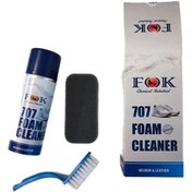 تصویر اسپری تمیز کننده کفش فوک همراه با ابر و فرچه FOK FOAM CLEANER