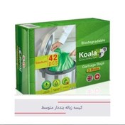 تصویر کیسه زباله کوالا 42 عددی کیسه زباله کوالا مدل 3 رول متوسط 42 عددی 75در 55 جعبه ای کوالا 