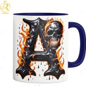 تصویر ماگ طرح حرف A دسته رنگی کد 9303 - ماگ حرارتی (جادویی) Letter A design mug code 9303