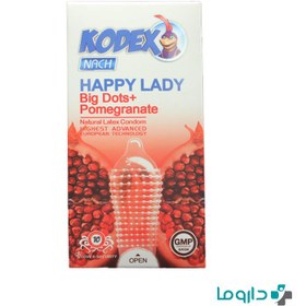 تصویر کاندوم خاردار ناچ کدکس مدل Happy Lady بسته ۱۰ عددی با رایحه انار 
