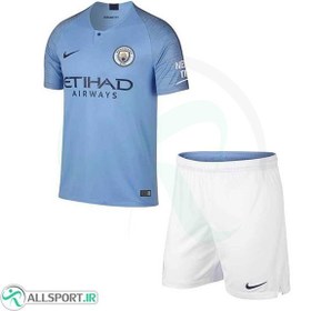 تصویر پیراهن شورت اول منچسترسیتی Manchester City 2018-19 Home Soccer Jersey Kit Shirt+Short 