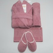 تصویر نیم ست اقتصادی حوله عروس و داماد پیازی LD05 