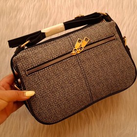 تصویر کیف دوزیپ بغل سگک - مشکی حصیری 