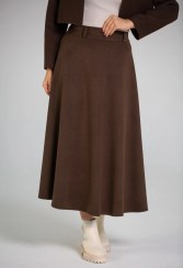 تصویر دامن کشمیر نیم کلوش - رنگ: قهوه ای - سایز: دسته بندی نشده 