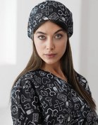 تصویر کلاه جراحی مشکی طرح علوم پزشکی ساده 