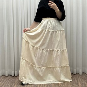 تصویر دامن الیاف طبقه ای کرم کد 1231 
