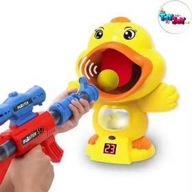 تصویر اسباب بازی تفنگ سیبل دار طرح اردک کد 4A-666 Hungry duck shooting game with air pump toy gun