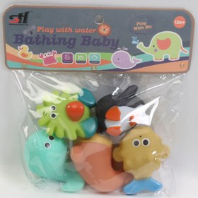تصویر اسباب بازی 5 تکه حمام نوزادی طرح حیوانات 