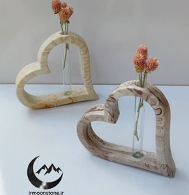 تصویر گلجا قلبی ، گلدان سنگی - قهوه ای 