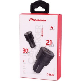 تصویر شارژر فندکی فست شارژ Pioneer C8636 5.4A QC3.0 PD 30W Pioneer C8636 5.4A QC3.0 PD 30W Car Charger