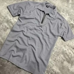 تصویر تیشرت مردانه بیسکویتی نیم زیپ رنگ سفید Biscuit mens white half-zip t-shirt