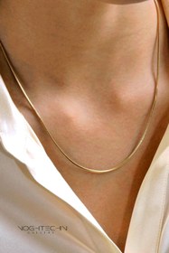 تصویر گردنبند یونیسکس برند استنلس استیل مدل ماری خیلی ظریف استیل رنگ ثابت Unisex stainless steel necklace, Harrington model, very delicate, fixed color steel