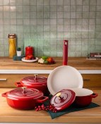 تصویر قابلمه مجموعه وسایل آشپزی RED ROYAL 7 قطعه Emsan 