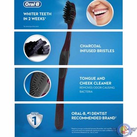 تصویر مسواک اورال بی، مدل زغالی(Charcoal) سفید‌کننده، برس نرم، بسته 2 عددی Oral-B Charcoal Whitening Therapy Soft Black 2pcs