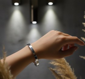 تصویر دستبد بنگل نقره ای ساده 