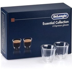 تصویر فنجان دوجداره 6 عددی دلونگی اسپرسو مدل Essential Collection De'Longhi DLKC300 Essential Collection Espresso Double