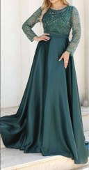 تصویر لباس مجلسی ماکسی السانا سایز ۴۰ تا ۴۸ رنگ سبز و مشکی 