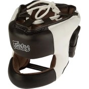 تصویر کلاه بوکس چرم Fairtex مشکی/سفید 