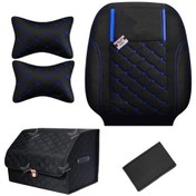 تصویر ست کامل روکش صندلی تیبا 1 جدید جودون مدل دیسکی آبی (پشت گردنی رایگان) 